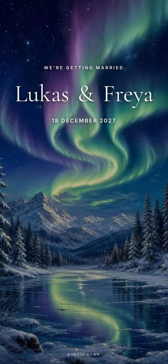 Aurora digital wedding invitation design by Wedvite
