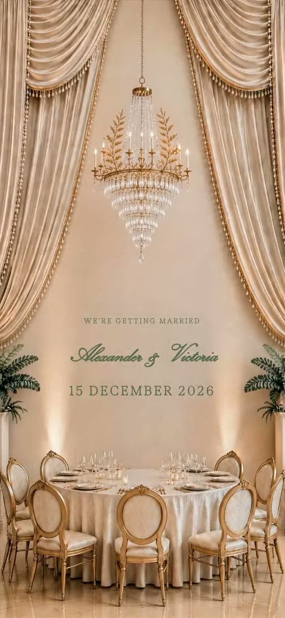The Imperial wedding invitation design, an example of the page a shared link opens