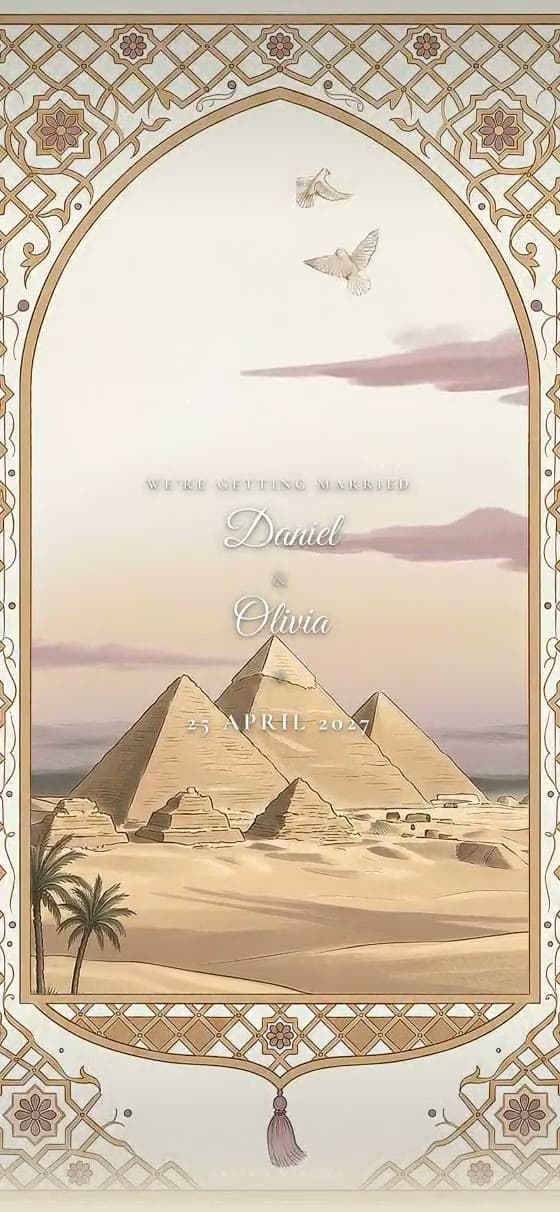 Pyramids digital wedding invitation design