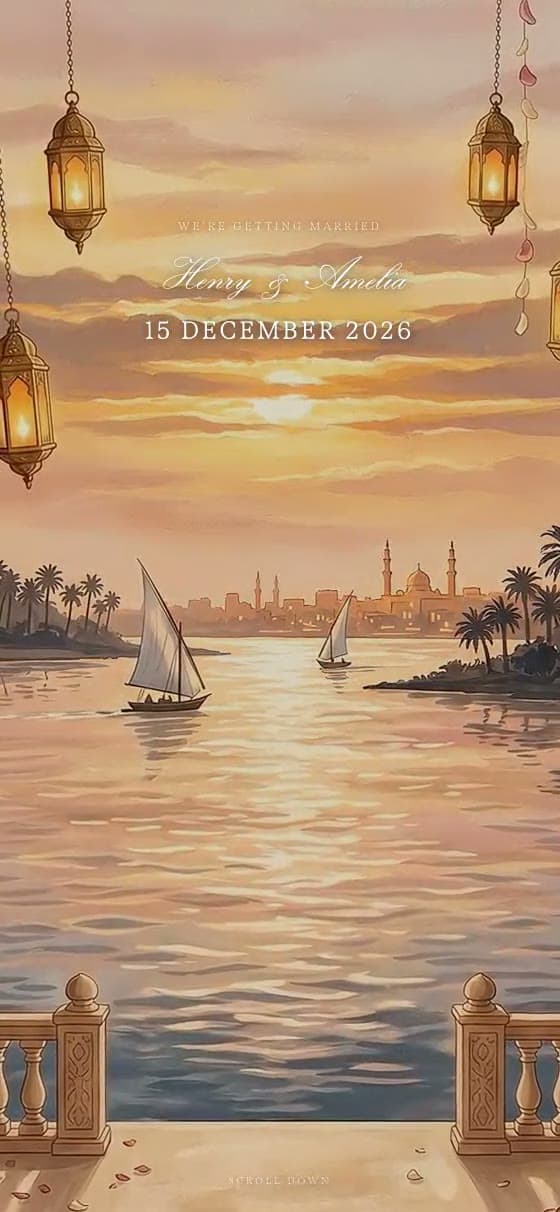Sunset digital wedding invitation design