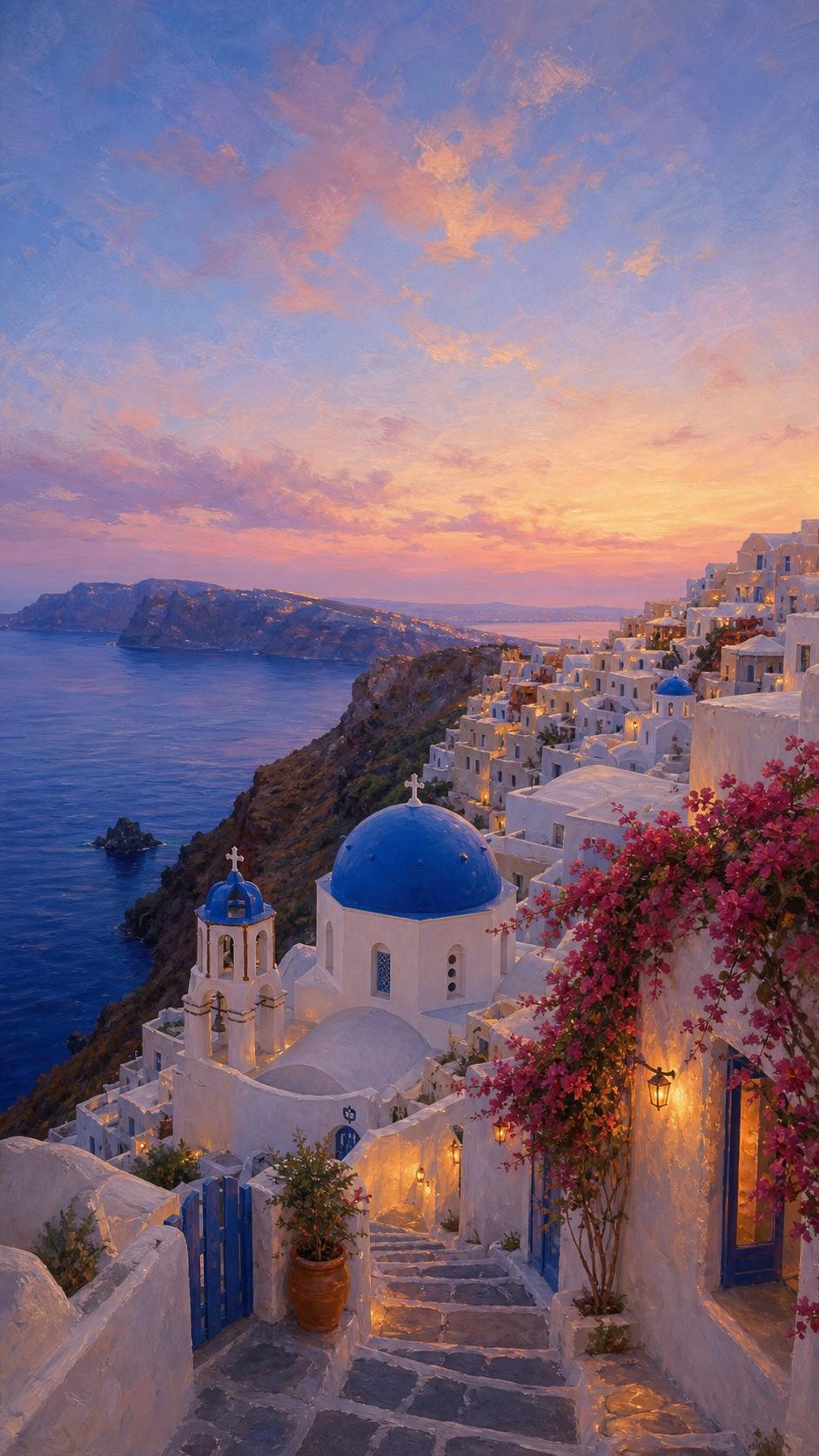 Santorini digital wedding invitation — the opening frame of its video hero