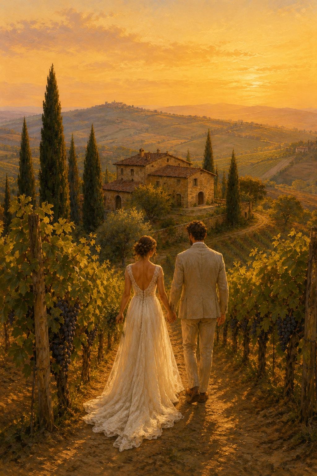 Toscana digital wedding invitation — the opening frame of its video hero