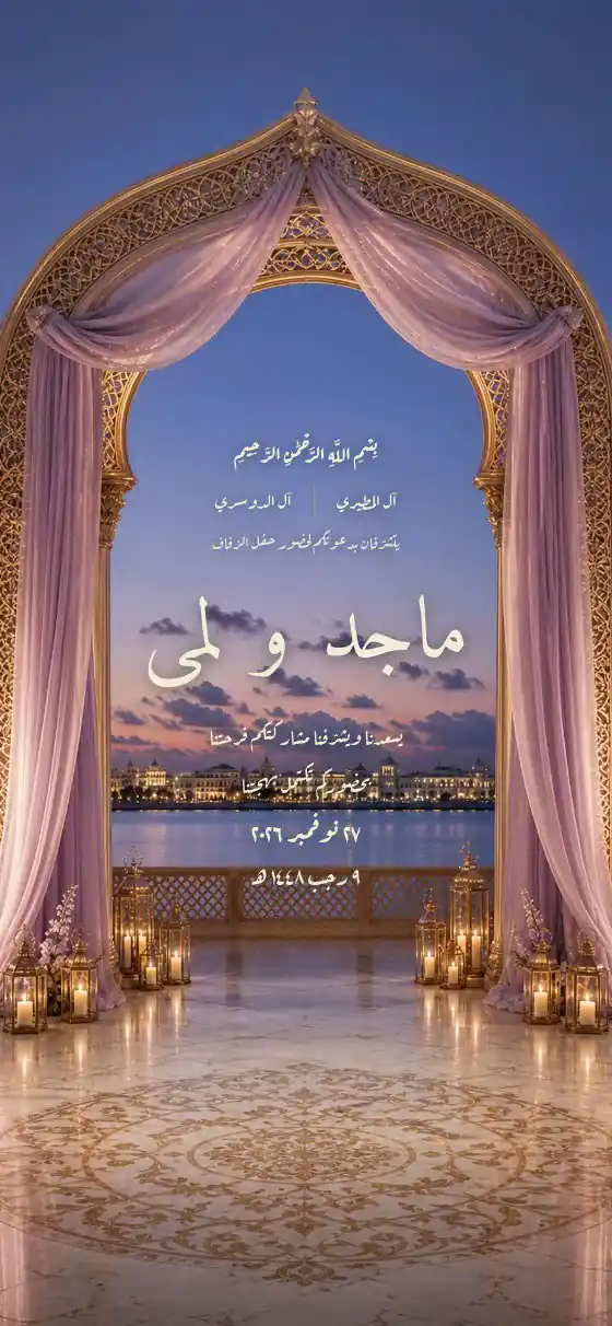 تصميم بنفسج Banafsaj لدعوة زواج الكترونية