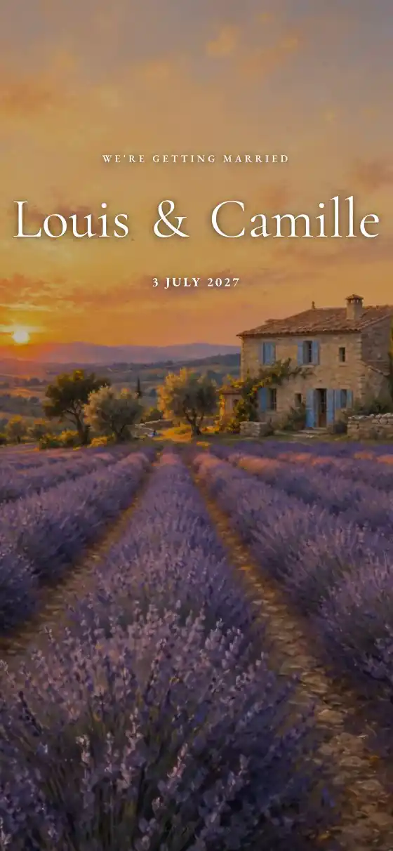 تصميم Provence لدعوة زواج الكترونية