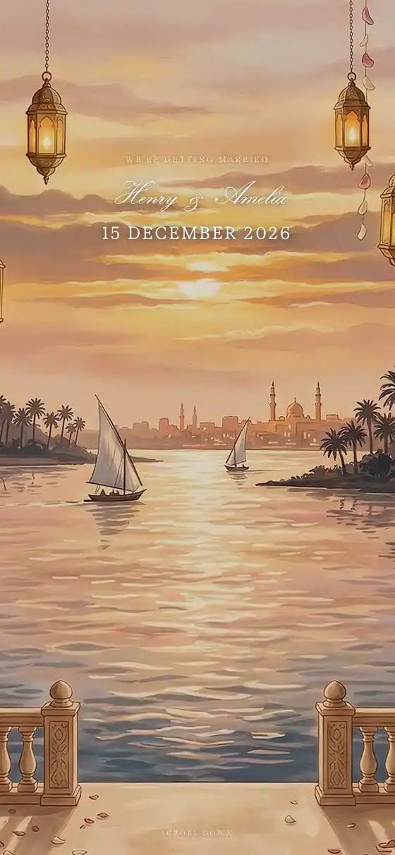 تصميم Sunset لدعوة زواج الكترونية